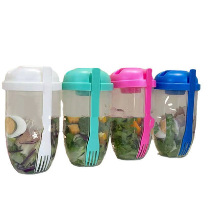 Breakfast Oatmeal Yogurt Salad Cup with Fork & Lid Bento Lunch Box