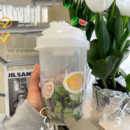 Breakfast Oatmeal Yogurt Salad Cup with Fork & Lid Bento Lunch Box