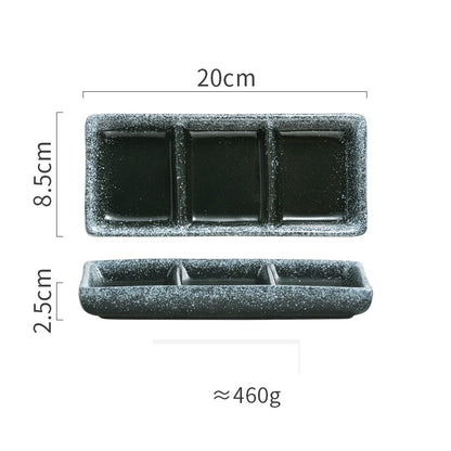 Japanese Three Grid Seasoning Dish With Dipping Material Ceramic Dish
