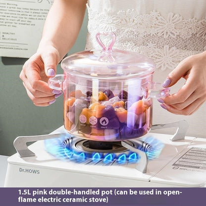 Borosilicate Glass Pot Household Heating Binaural