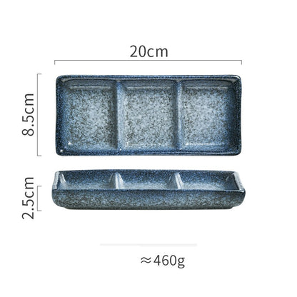Japanese Three Grid Seasoning Dish With Dipping Material Ceramic Dish
