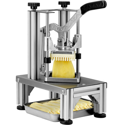 Commercial French Fry Cutter With 4 Replacement Blades, Blade Easy Dicer Chopper, 6-wedge Slicer & 6-wedge Apple Corer, Lemon Potato Cutter For French Fries With Tray And Handle
