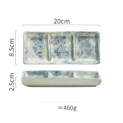 Japanese Three Grid Seasoning Dish With Dipping Material Ceramic Dish