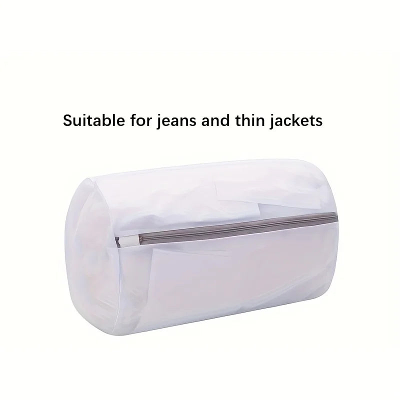 Clear plastic wrap with a zipper, suitable for covering jeans and thin jackets, on a white background.