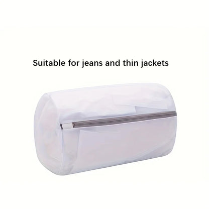 Clear plastic wrap with a zipper, suitable for covering jeans and thin jackets, on a white background.