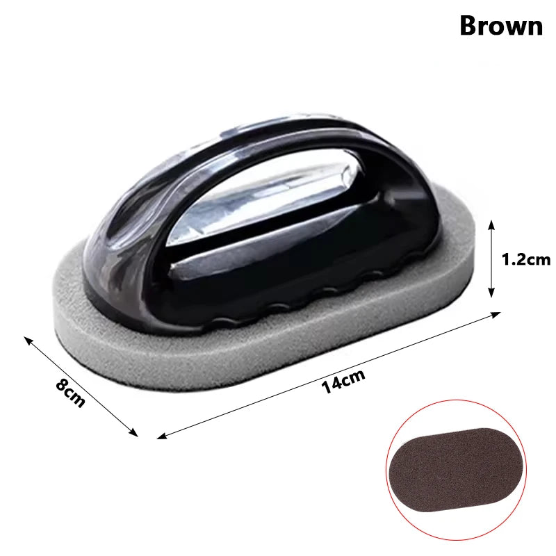 Brown sanding block with dimensions and color swatch on a white background