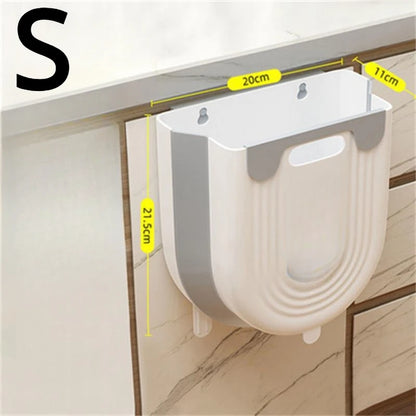 Wall-mounted cat litter box with dimensions indicated on a marble floor.