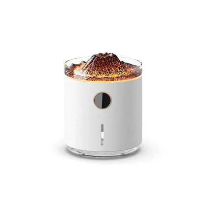 350ml USB Charging Air Humidifier Ultrasonic Aroma Essential Oil Diffuser with Volcano Flame Lamp Mini Portable Mist Humidifier