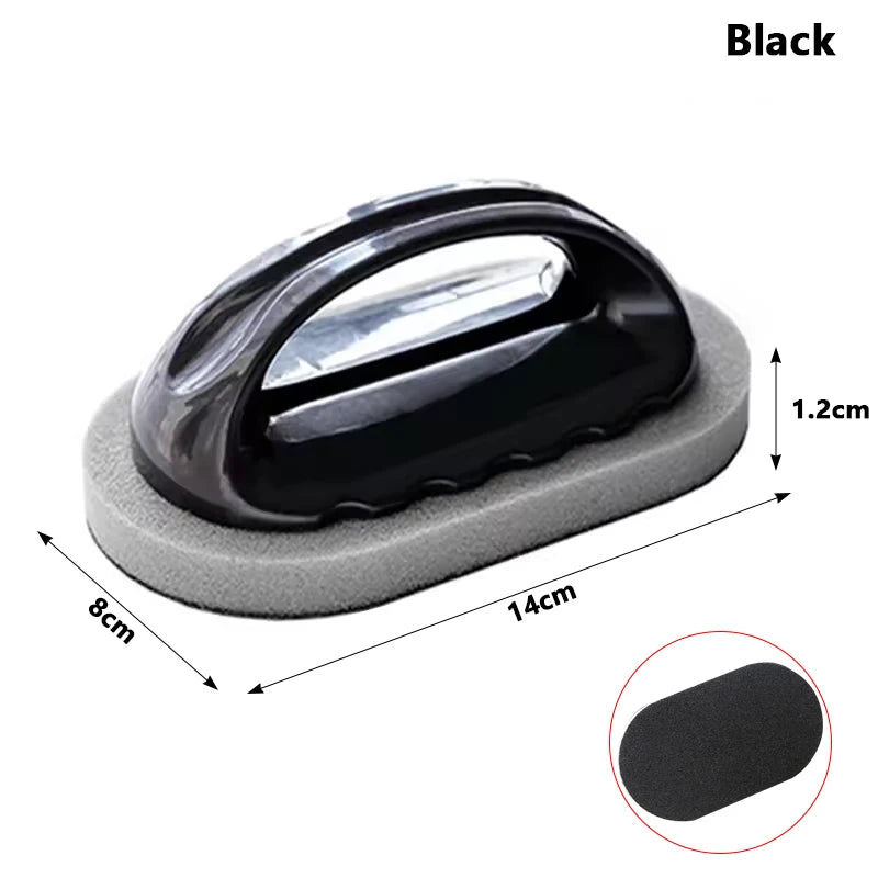 Black sander with dimensions labeled on a white background