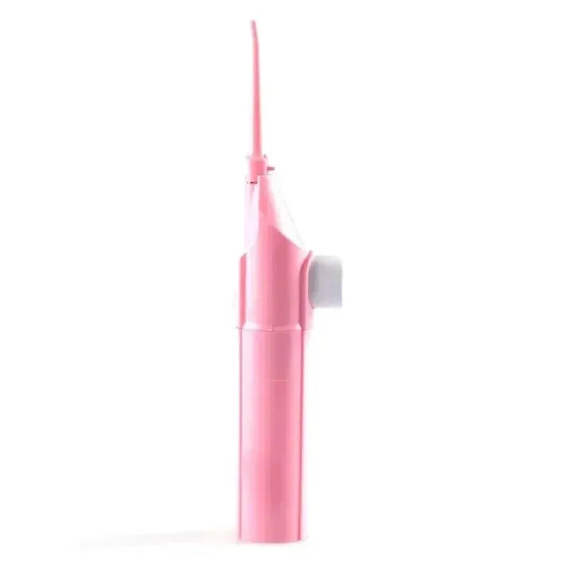 Pink dental flosser on a white background