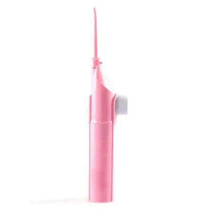 Pink dental flosser on a white background