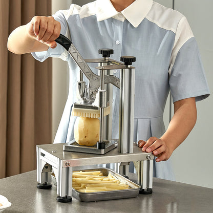 Commercial French Fry Cutter With 4 Replacement Blades, Blade Easy Dicer Chopper, 6-wedge Slicer & 6-wedge Apple Corer, Lemon Potato Cutter For French Fries With Tray And Handle