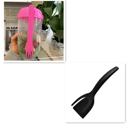 Breakfast Oatmeal Yogurt Salad Cup with Fork & Lid Bento Lunch Box