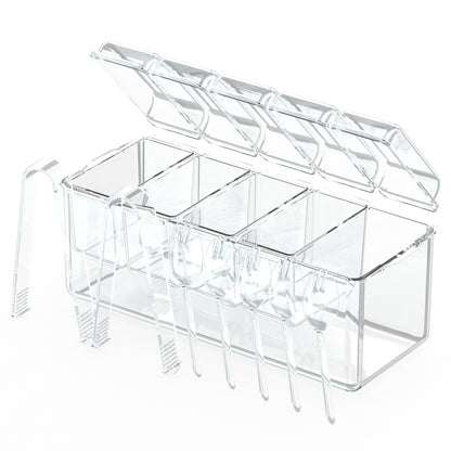 1Set Ice Chilled Condiment Caddy Serving Tray Container Bar Garnish Holder Salad Platter Server Food Storage With 5 Removable Containers 5 Lids 2 Tongs 5 Sporks